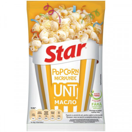 Star Popcorn pentru Microunde cu Aroma de Unt 80g
