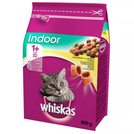 Whiskas Indoor Hrana Uscata pentru Pisici Adulte 1+ cu Carne de Pui 800g