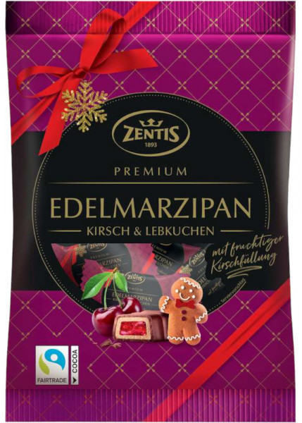 Zentis Premium Edelmarzipan Praline din Martipan Premium cu umplutura de Cirese & Turta Dulce si acoperite cu Ciocolata 100g