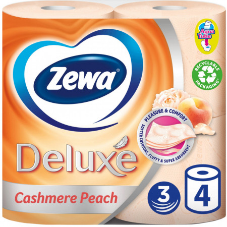 Zewa Deluxe Cashmere Peach Hartie Igenica 3 Straturi 4 Role