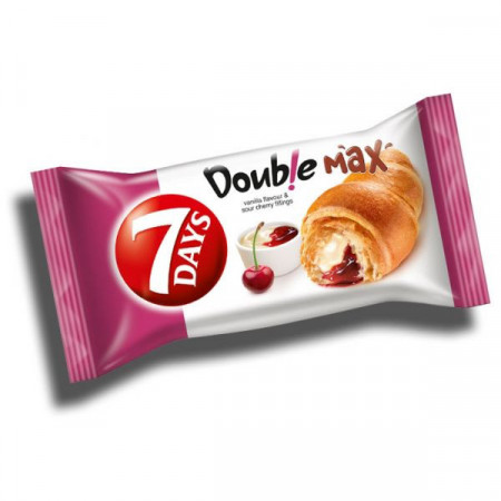 7 Day's Double Max Croissant cu Crema de Vanillie si Visine 80g