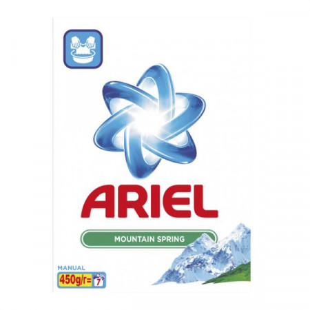 Ariel Detergent de Rufe Pudra Manual Mountain Spring pentru 7 Spalari 450g