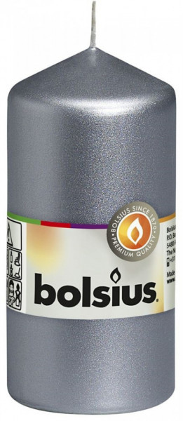 Bolsius Lumanare Tip Stalp 120x58mm Argintie