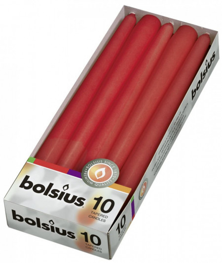 Bolsius Set 10 Lumanari Conice Rosii