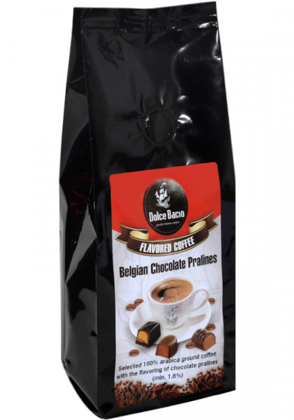 Dolce Bacio Cafea Macinata Aromatizata cu Aroma de Praline Belgiene de Ciocolata 200g