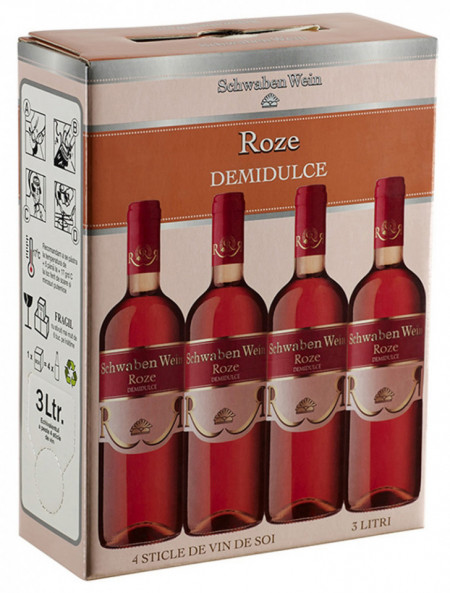 Domeniile Recas Schwaben Wein Vin Roze Demidulce 12% Alcool 3L