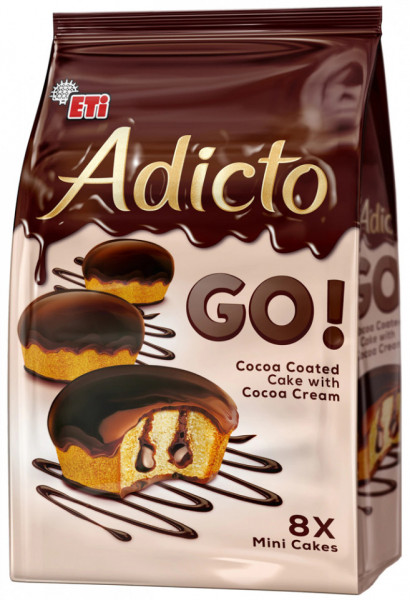 Eti Adicto Go! Mini Prajitura cu Crema de Ciocolata si Glazura de Ciocolata 144g