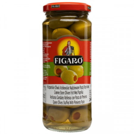 Figaro Masline Verzi umplute cu Pasta de Ardei 340g