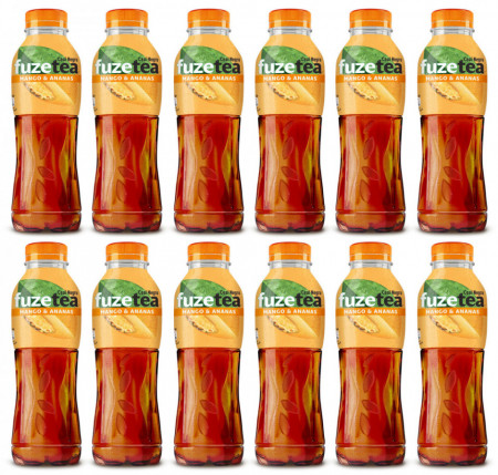 Fuzetea Bautura Racoritoare Necarbogazoasa cu Extract de Ceai Negru si Suc de Mango si Ananas 12 buc x 500ML