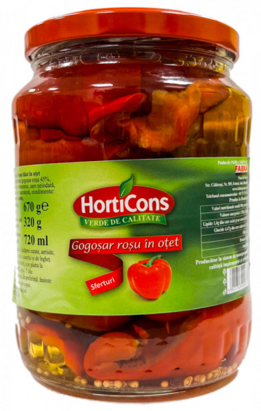 Horticons Gogosari Rosii Taiati In Otet 670g