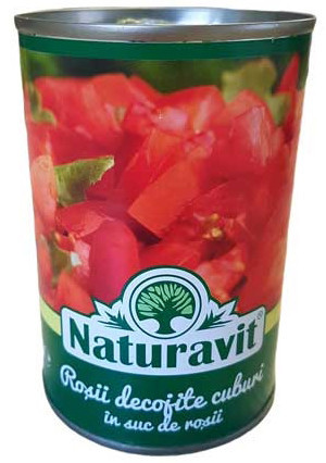 Naturavit Rosii Decojite Cuburi in Suc de Rosii 400g