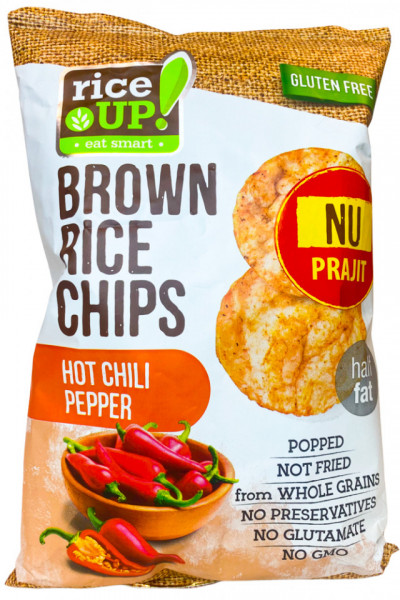 Rice Up Chips Expandat din Orez Brun Integral cu Ardei Chilli 60g