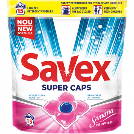 Savex Super Caps Semana Perfume Detergent Capsule pentru 15 Spalari