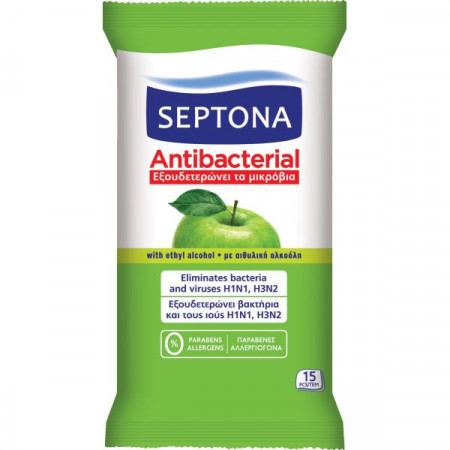 Septona Servetele Antibacteriene cu Ethanol si Parfum de Mar Verde 15bucati