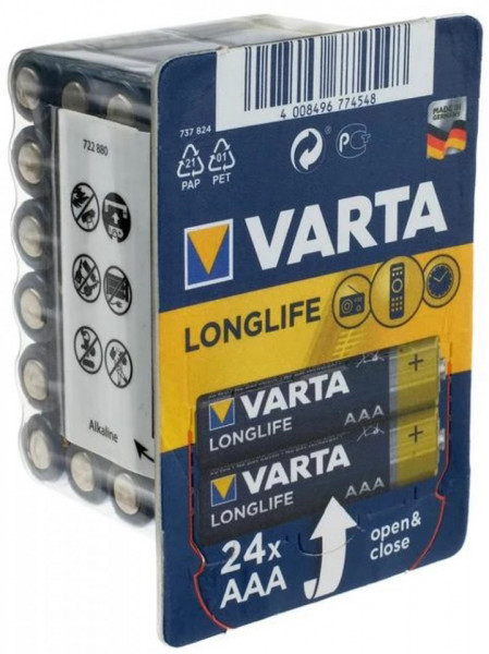Varta Baterii Alcaline Long Life AAA LR03 24buc