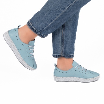 Pantofi dama casual 5014 albastru deschis - Img 3