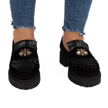 Pantofi dama casual FL negru velur - Img 1