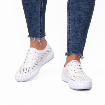 Pantofi dama casual 127 alb - Img 2