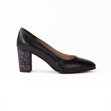 Pantofi dama eleganti 3015 negru toc colorat - Img 4