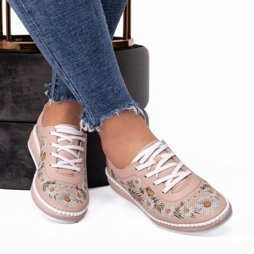 Pantofi dama casual 111 pudra - Img 1