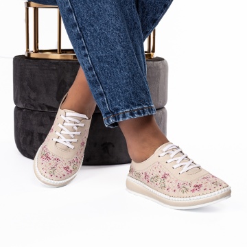 Pantofi dama casual 113 bej - Img 1