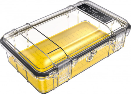 Casetă de protecție Peli Micro Case M60 (S.U.A.) cu taviță din cauciuc detașabilă galbenă