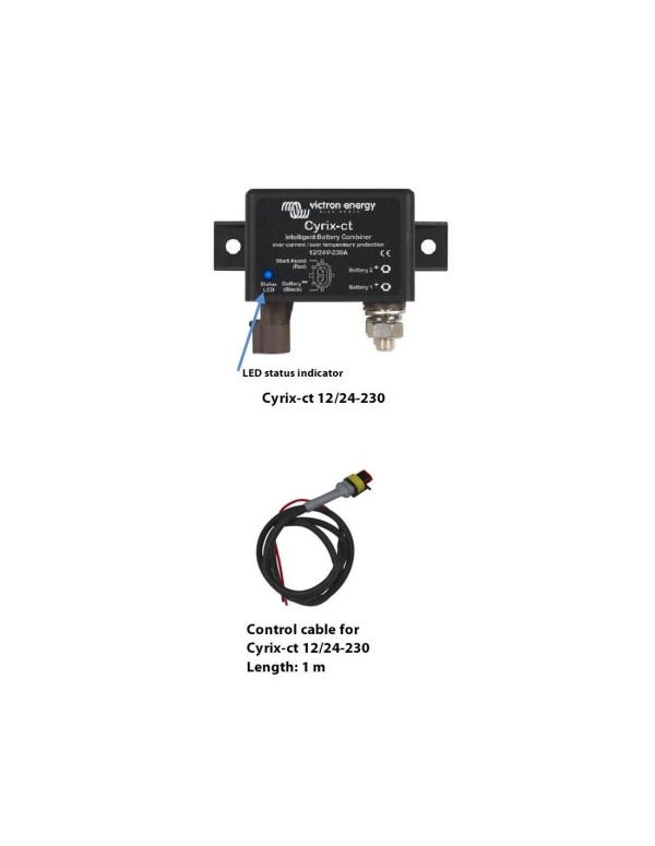 Combinator inteligent de baterii Victron Energy Cyrix-ct 12/24V-230A și cablu