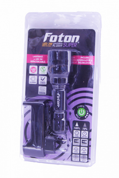Lanternă reîncărcabilă Foton Super Z059 cu LED de 3W