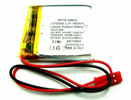 Acumulator Li-Polimer LP753636 de 3.7V și 1000mAh