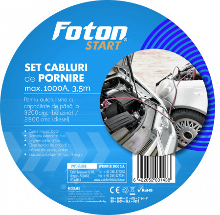 Cabluri de pornire Foton 1000A 3.5m, în gentuță