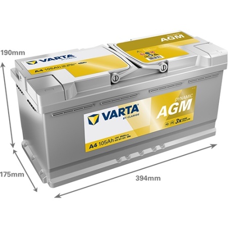 Autóakkumulátor Varta Dynamic AGM 105Ah 950A A4 605901095