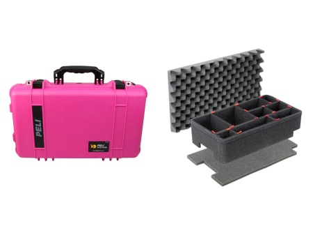 Troler rigid 2 in 1 Peli Carry-On Case 1510 Roz cu burete Pick N Pluck