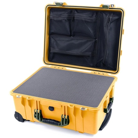 Troler rigid Peli Protector Large Case 1560 Galben cu lid organizer