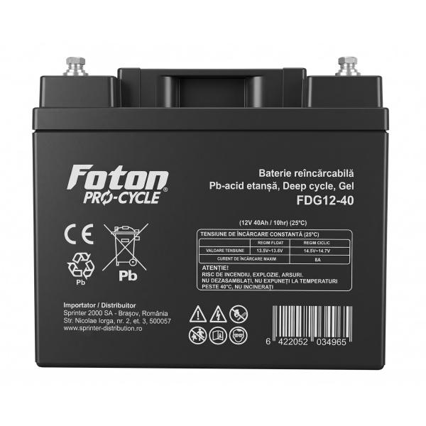 Acumulator VRLA cu Gel Foton FDG12-40 de 42.4Ah Deep Cycle - Img 3