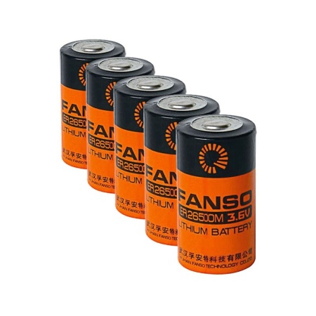 Set de 5 baterii cu litiu Fanso ER26500M tip C (R14) de 3.6V și 6000mAh