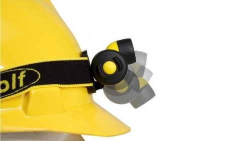 Lanternă frontală ATEX LED Z0 WOLF HT-650 montată pe o cască de protecție