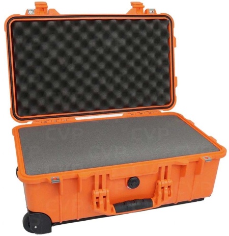 Troler rigid 2 in 1 Peli Carry-On Case 1510 Orange cu burete Pick N Pluck
