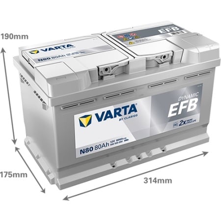 Varta Dynamic EFB 80Ah 800A autó akkumulátor N80 580500080