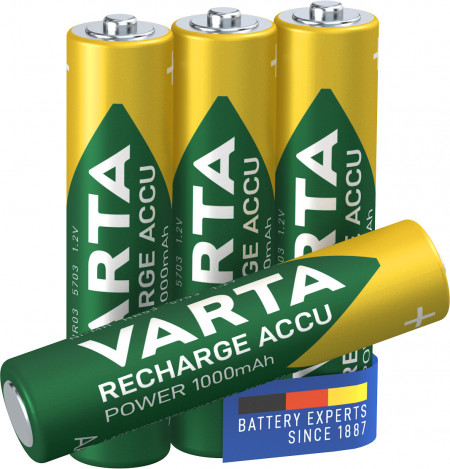 Set de 4 acumulatori AAA Varta 5703 de 1.2V 1000mAh