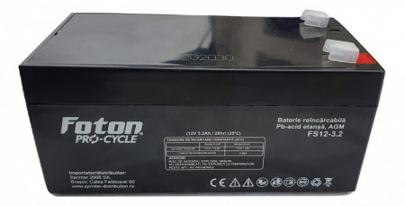 Acumulator VRLA Foton FS12-3.2, de 12V și 3.2Ah