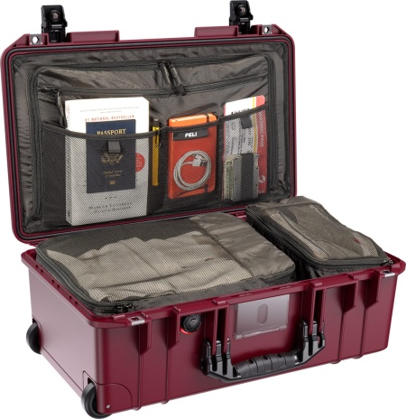 Geanta/Troler Peli 1535TRVL Air Travel Case visiniu cu lid organizer