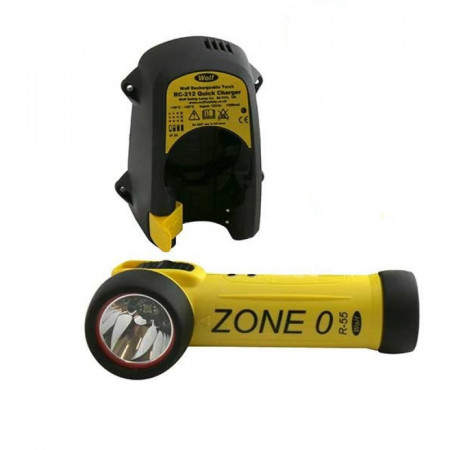 Lanternă reîncărcabilă ATEX Z0 Wolflite R-55H și încărcător