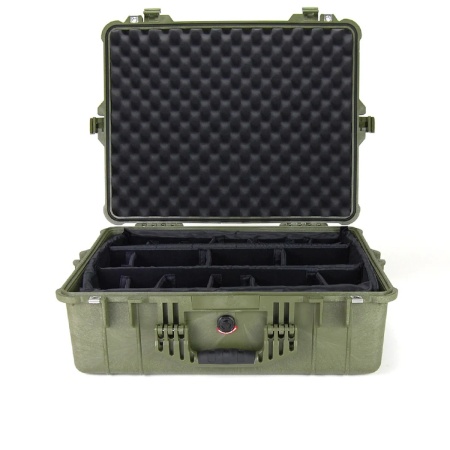 Geanta de protectie Peli Large Case 1600 Kaki cu divider și burete Pick N Pluck