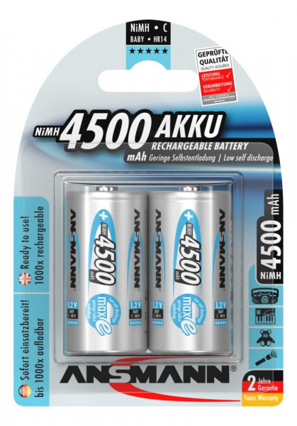 Ansmann R14 (C) 1.2V 4500mAh NiMH akku szett - 2 db maxE tech
