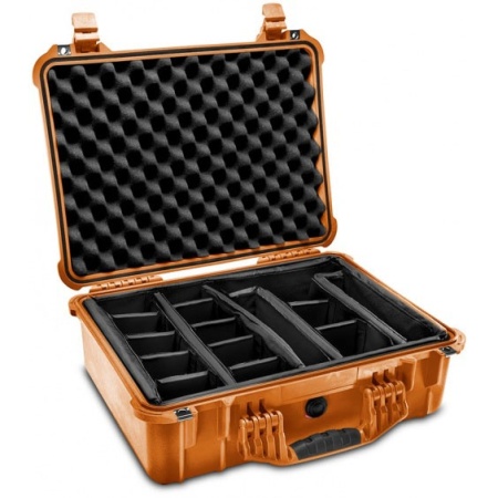 Geantă rigidă Peli 1520EU Protector Case Orange cu Divider