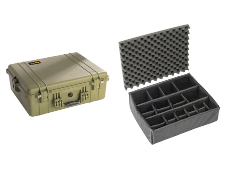 Geanta de protectie Peli Large Case 1600 Kaki cu divider și burete Pick N Pluck