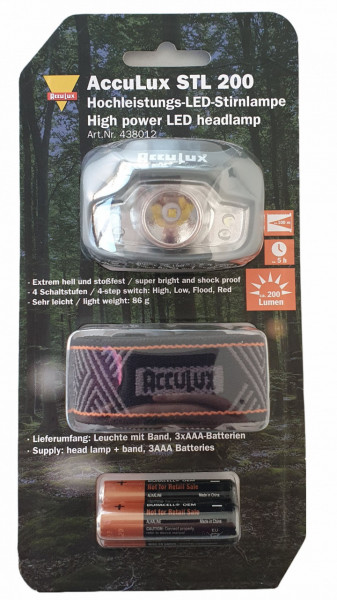 Lanternă frontală ușoară AccuLux STL 200