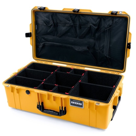 Troler si valiza de protectie Peli 1615 Air Case galben cu trek pak divider