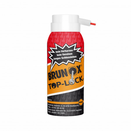 Brunox Top-Lock Spray - Deblocant de 100ml pentru ungere și întreținere lacăte și încuietori