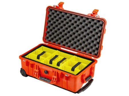 Troler rigid 2 in 1 Peli Carry-On Case 1510 Orange cu divider